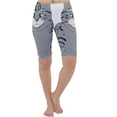 Cat Kitty Gray Tiger Tabby Pet Cropped Leggings  by Sapixe