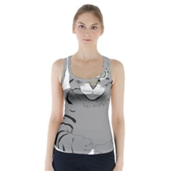 Cat Kitty Gray Tiger Tabby Pet Racer Back Sports Top