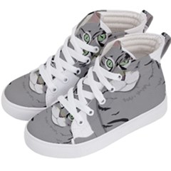 Cat Kitty Gray Tiger Tabby Pet Kid s Hi-top Skate Sneakers by Sapixe