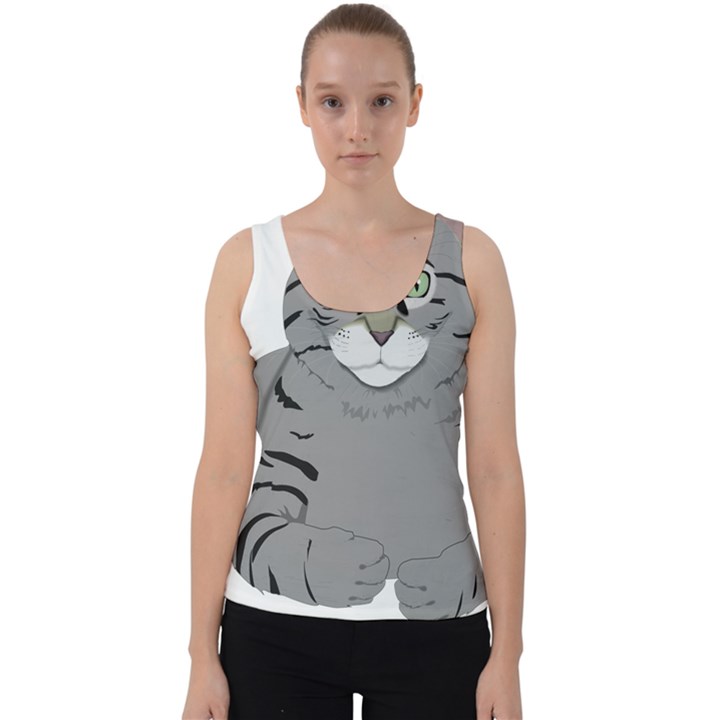 Cat Kitty Gray Tiger Tabby Pet Velvet Tank Top