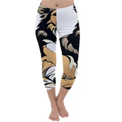 Dog Sitting Pet Collie Animal Capri Winter Leggings  by Sapixe