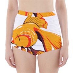 Goldfish Fish Tank Water Tropical High-waisted Bikini Bottoms by Sapixe