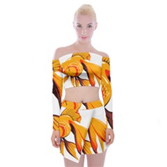 Goldfish Fish Tank Water Tropical Off Shoulder Top With Mini Skirt Set by Sapixe