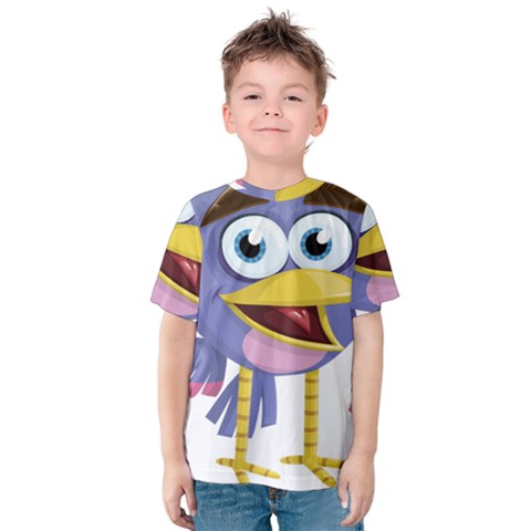 Bird Violet Beak Feather Fun Kids  Cotton Tee by Sapixe