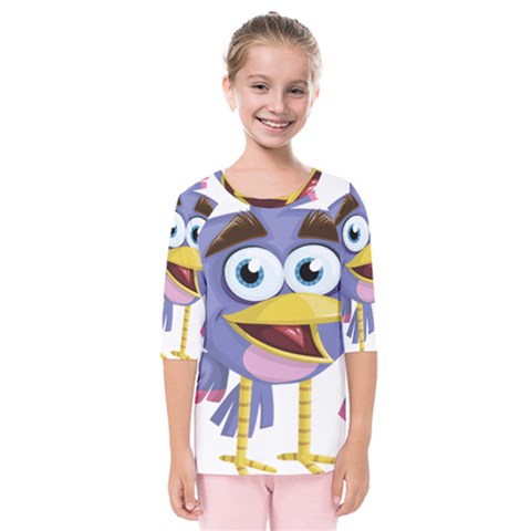 Bird Violet Beak Feather Fun Kids  Quarter Sleeve Raglan Tee by Sapixe