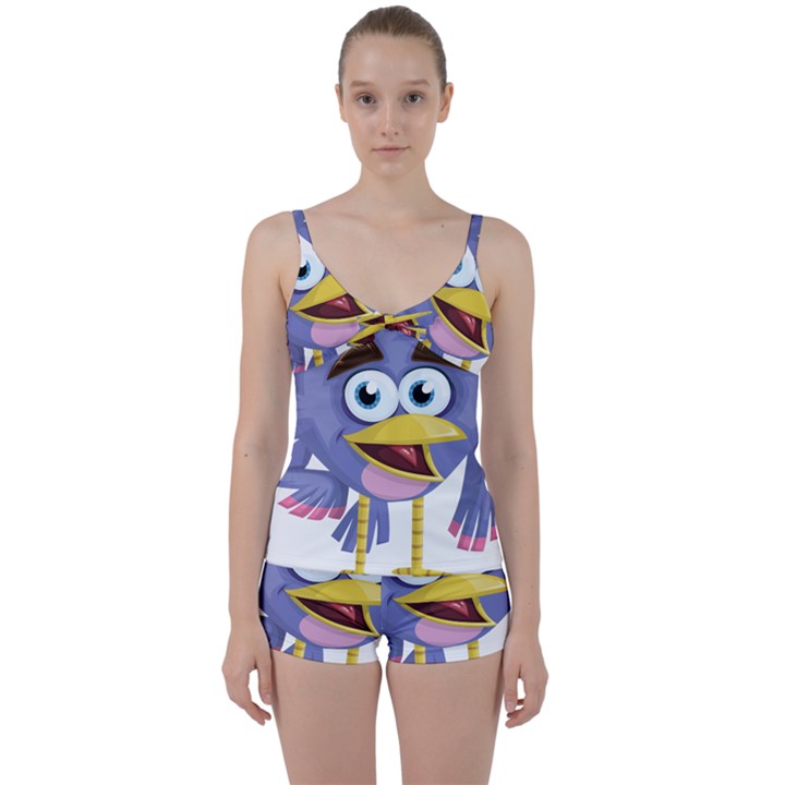 Bird Violet Beak Feather Fun Tie Front Two Piece Tankini