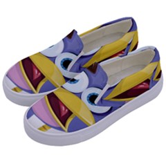 Bird Violet Beak Feather Fun Kids  Canvas Slip Ons by Sapixe