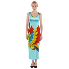 Parrot Animal Bird Wild Zoo Fauna Fitted Maxi Dress by Sapixe