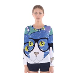 Drawing Cat Pet Feline Pencil Women s Long Sleeve Tee