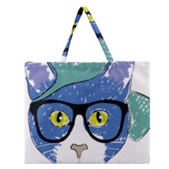 Drawing Cat Pet Feline Pencil Zipper Large Tote Bag