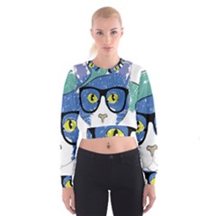 Drawing Cat Pet Feline Pencil Cropped Sweatshirt