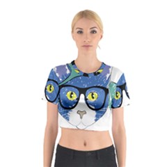 Drawing Cat Pet Feline Pencil Cotton Crop Top