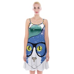 Drawing Cat Pet Feline Pencil Spaghetti Strap Velvet Dress