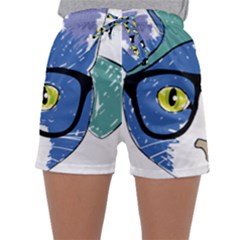 Drawing Cat Pet Feline Pencil Sleepwear Shorts