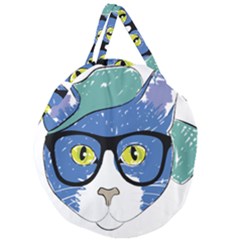 Drawing Cat Pet Feline Pencil Giant Round Zipper Tote