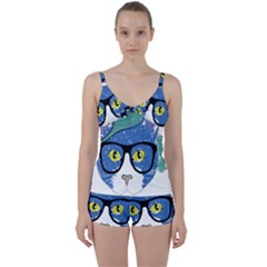 Drawing Cat Pet Feline Pencil Tie Front Two Piece Tankini