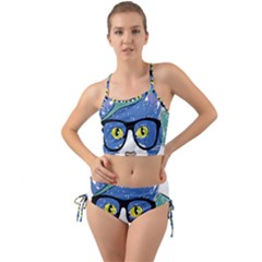 Drawing Cat Pet Feline Pencil Mini Tank Bikini Set