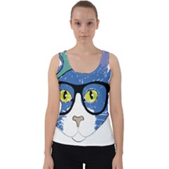 Drawing Cat Pet Feline Pencil Velvet Tank Top