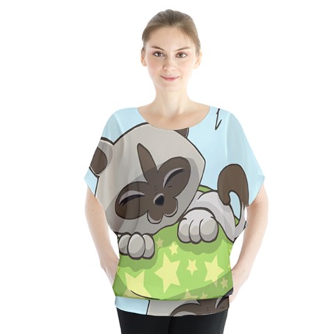 Kitten Kitty Cat Sleeping Sleep Blouse by Sapixe