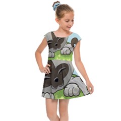 Kitten Kitty Cat Sleeping Sleep Kids Cap Sleeve Dress by Sapixe