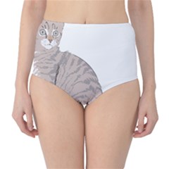 Kitten Cat Drawing Line Art Line Classic High-waist Bikini Bottoms
