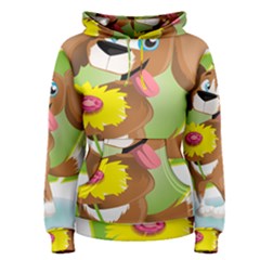 Dog Character Animal Flower Cute Women s Pullover Hoodie by Sapixe