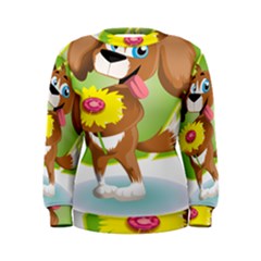 Dog Character Animal Flower Cute Women s Sweatshirt by Sapixe