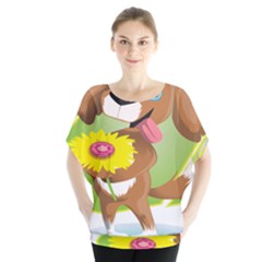 Dog Character Animal Flower Cute Blouse