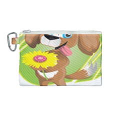 Dog Character Animal Flower Cute Canvas Cosmetic Bag (medium) by Sapixe