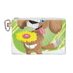 Dog Character Animal Flower Cute Canvas Cosmetic Bag (large) by Sapixe