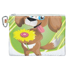 Dog Character Animal Flower Cute Canvas Cosmetic Bag (xl) by Sapixe