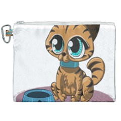 Kitty Cat Big Eyes Ears Animal Canvas Cosmetic Bag (xxl) by Sapixe