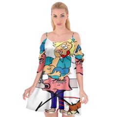 Housewife Multitasking Woman Cutout Spaghetti Strap Chiffon Dress