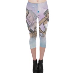 Fairy In The Sky With Fantasy Bird Capri Leggings  by FantasyWorld7