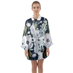 White Vintage Florals Long Sleeve Kimono Robe by flipstylezfashionsLLC