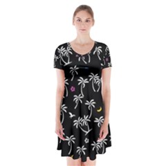 Tropical Pattern Short Sleeve V-neck Flare Dress by Valentinaart