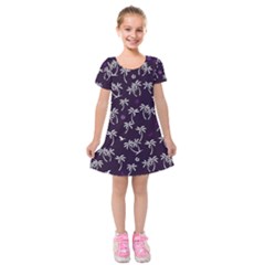 Tropical Pattern Kids  Short Sleeve Velvet Dress