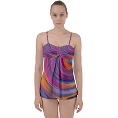 Purple Circles Swirls Babydoll Tankini Set by flipstylezfashionsLLC