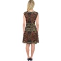 Brown and gold Aztec design  Capsleeve Midi Dress View2