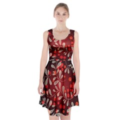 Beautiful Black And Red Florals  Racerback Midi Dress