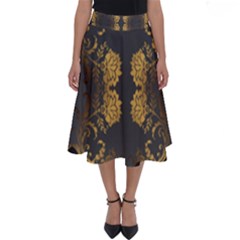 Beautiful Black And Gold Seamless Floral  Perfect Length Midi Skirt by flipstylezfashionsLLC