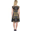 Beautiful black and gold seamless floral  Capsleeve Midi Dress View2