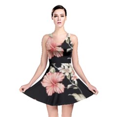 Beautiful Tropical Black Pink Florals  Reversible Skater Dress by flipstylezfashionsLLC