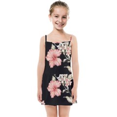 Beautiful Tropical Black Pink Florals  Kids Summer Sun Dress