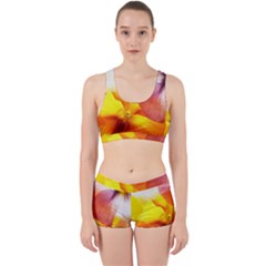 Big Colorful Tropical Yellow And Purple  Work It Out Gym Set by flipstylezfashionsLLC