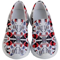 Creative Geometric Red And Black Design Kid s Lightweight Slip Ons by flipstylezfashionsLLC