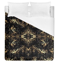 Golden Florals Pattern  Duvet Cover (queen Size) by flipstylezfashionsLLC