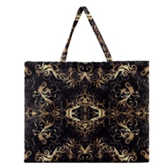 Golden Florals Pattern  Zipper Large Tote Bag by flipstylezfashionsLLC