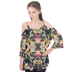 Beautiful seamless brown Tropical Flower Design  Flutter Tees