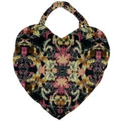 Beautiful seamless brown Tropical Flower Design  Giant Heart Shaped Tote